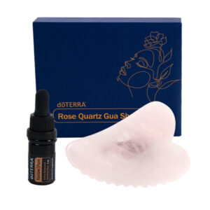 Kamień Gua Sha z różowego kwarcu dōTERRA i mieszanka Yarrow Pom